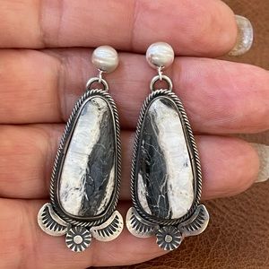 Navajo White Buffalo Earrings
